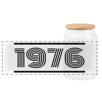1976 Jahrgang 1976 49. Jubiläum 1976 Retro 1976 - Panorama Keksdose mit Holzdeckel - Weiß - Vorne