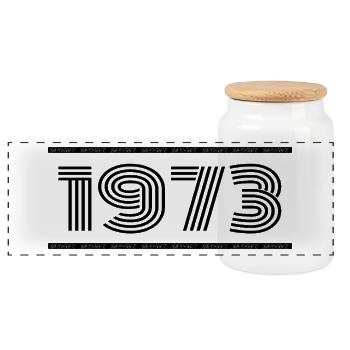 1973 Vintage 1973 52nd Anniversary 1973 Retro 1973 - Panoramic Cookie Jar with Wooden Lid - white - Front