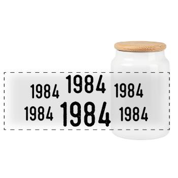 Retro 1984 Birthday 1984 Vintage Gift 1984 - Panoramic Cookie Jar with Wooden Lid - white - Front