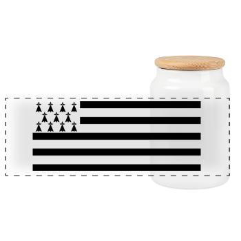 Brittany Breton Flag - Panoramic Cookie Jar with Wooden Lid - white - Front