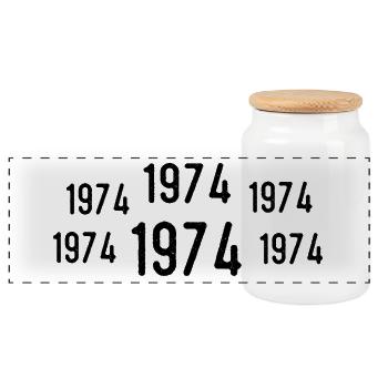 Retro 1974 Birthday 1974 Vintage Gift 1974 - Panoramic Cookie Jar with Wooden Lid - white - Front