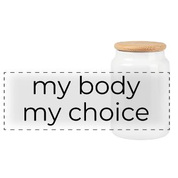 Mon corps - Mon choix - Boîte à biscuits avec couvercle en bois - blanc - Devant