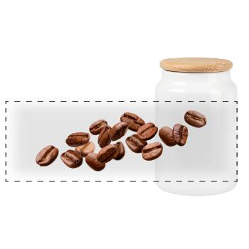Realistic Coffee Beans Coffee Art - Panoramic Cookie Jar with Wooden Lid - white - Front