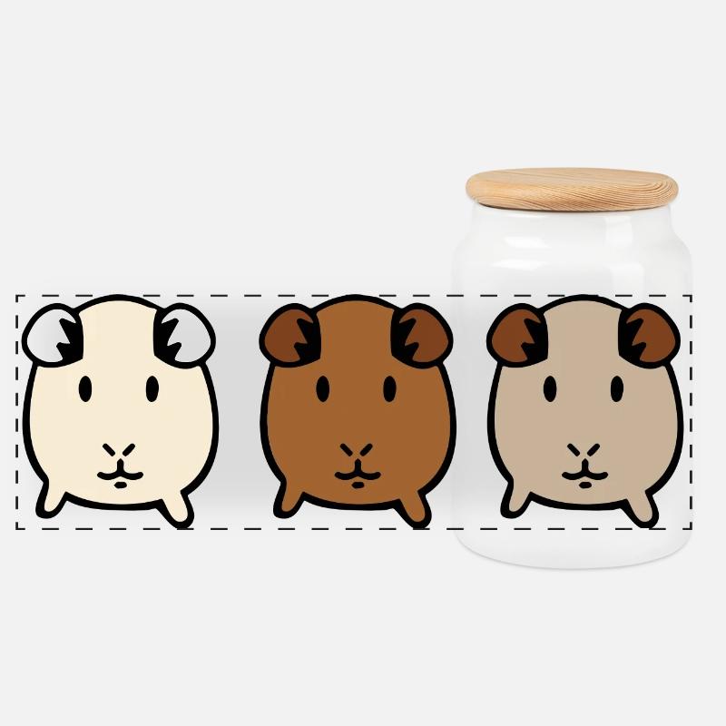 Meerschweinchen - Panorama Keksdose mit Holzdeckel - Weiß