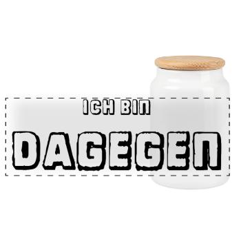 I am against it - Universal protest - Panoramic Cookie Jar with Wooden Lid - white - Front