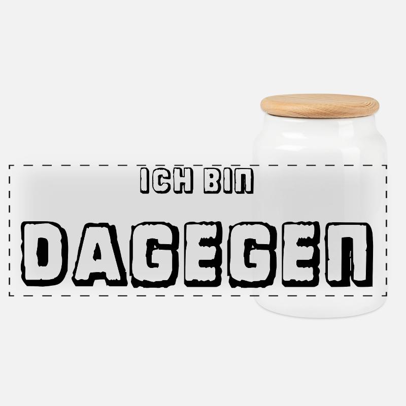 Ich bin dagegen - Universal-Protest - Panorama Keksdose mit Holzdeckel - Weiß