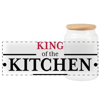 King of the Kitchen - Panoramic Cookie Jar with Wooden Lid - white - Front