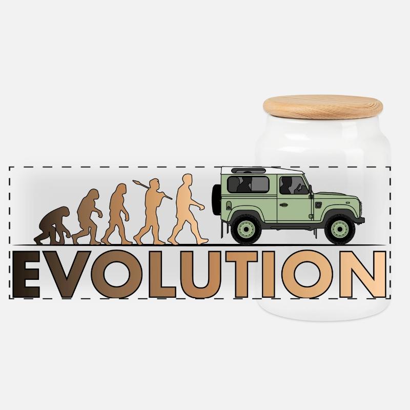 Defender 90 Evolution - Panoramic Cookie Jar with Wooden Lid - white