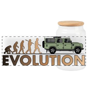 Defender 110 Evolution - Panorama Keksdose mit Holzdeckel - Weiß - Vorne