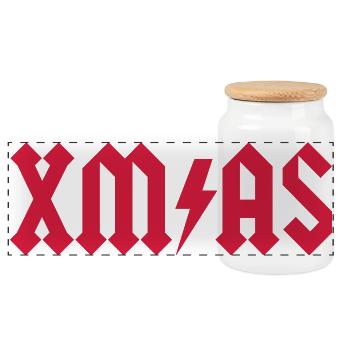Xmas Rock Roll Heavy Metal Noël drôle Noël - Boîte à biscuits avec couvercle en bois - blanc - Devant