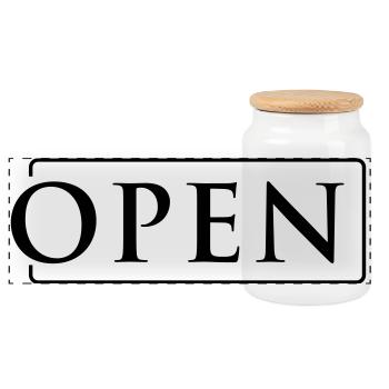 OPEN in Rahmen - Panorama Keksdose mit Holzdeckel - Weiß - Vorne