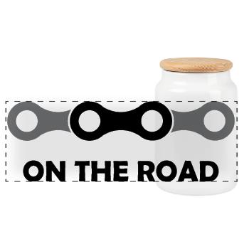 road bike bike icon icon Logo cycling - Panoramic Cookie Jar with Wooden Lid - white - Front