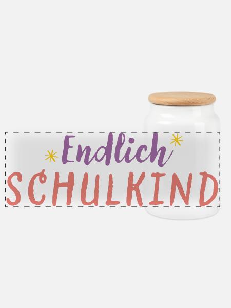 Endlich Schulkind - Panorama Keksdose mit Holzdeckel - Weiß