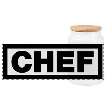 Chef - Panorama Keksdose mit Holzdeckel - Weiß - Vorne