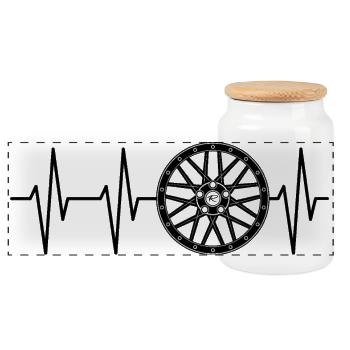 Felgen Liebe Puls Felge Symbol Rad Räder Grafik - Panorama Keksdose mit Holzdeckel - Weiß - Vorne