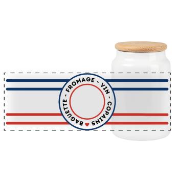 Bleu Blanc Rouge - Apéro copains FRANCE - Boîte à biscuits avec couvercle en bois - blanc - Devant