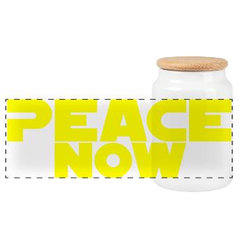 Peace Now - Panorama Keksdose mit Holzdeckel - Weiß - Vorne