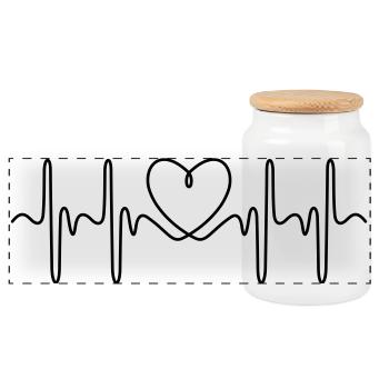 ECG des battements de cœur - Boîte à biscuits avec couvercle en bois - blanc - Devant