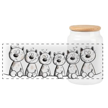 Chats Famille Chat Ami Chat Équipe - Boîte à biscuits avec couvercle en bois - blanc - Devant