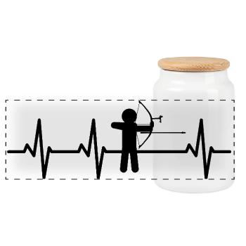Archery Heart Line - Panoramic Cookie Jar with Wooden Lid - white - Front