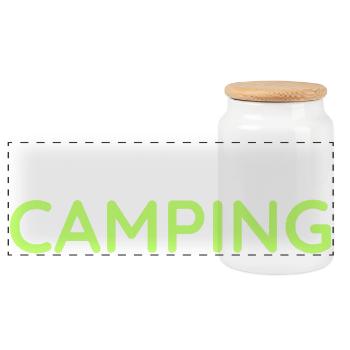 Vintage Camping Tent Illustration - Panoramic Cookie Jar with Wooden Lid - white - Front