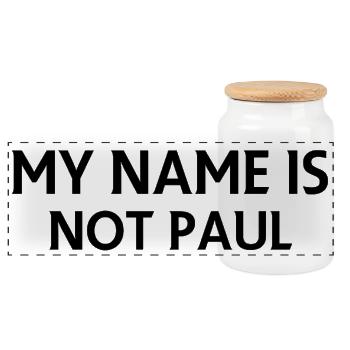 My name is not paul - Panoramic Cookie Jar with Wooden Lid - white - Front