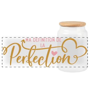 Meine Definition von Perfektion - Panorama Keksdose mit Holzdeckel - Weiß - Vorne