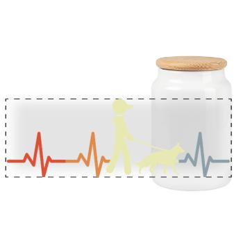 Cardiogramme du berger allemand - Boîte à biscuits avec couvercle en bois - blanc - Devant