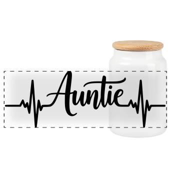 Tante Heartbeat – Tante Gift - Boîte à biscuits avec couvercle en bois - blanc - Devant