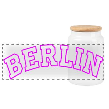Neon Berlin Bow Typography - Panoramic Cookie Jar with Wooden Lid - white - Front
