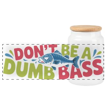 Dont Be A Dumb Bass Lustiger Angler Spruch Mit - Panorama Keksdose mit Holzdeckel - Weiß - Vorne