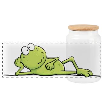 Grenouille de conte de fées Kiss Me Grenouille cool - Boîte à biscuits avec couvercle en bois - blanc - Devant
