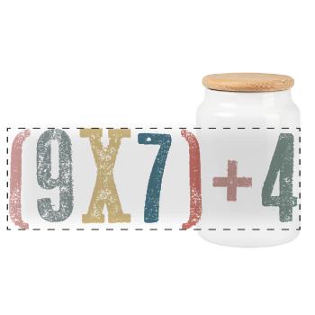 67 - Siebenundsechzig Zahl 67 Meme Sechs Sieben Mathematik Int - Panorama Keksdose mit Holzdeckel - Weiß - Vorne