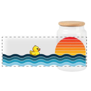 Canard en caoutchouc vintage Duckie Retro Duck Lover - Boîte à biscuits avec couvercle en bois - blanc - Devant