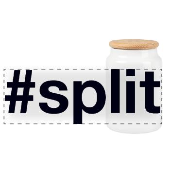 Split Hrvatska Croatia Kroatien Hashtag - Panorama Keksdose mit Holzdeckel - Weiß - Vorne