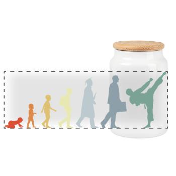 Rétro Karateka Evolution - Boîte à biscuits avec couvercle en bois - blanc - Devant
