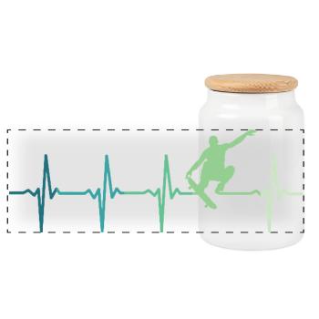 Skater Skater Heartbeat skateboard - Panoramic Cookie Jar with Wooden Lid - white - Front