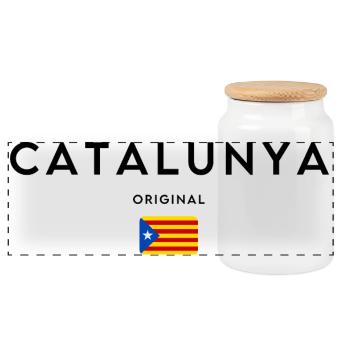 Fierté catalane, design minimaliste élégant - Boîte à biscuits avec couvercle en bois - blanc - Devant