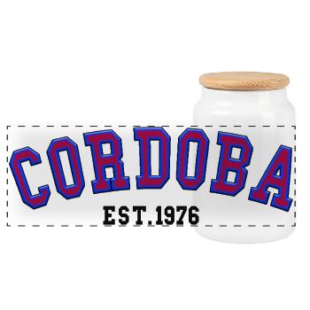 Cordoba Est 1976 - Panoramic Cookie Jar with Wooden Lid - white - Front