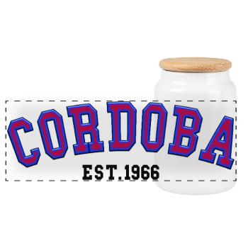 Cordoba Est 1966 - Panoramic Cookie Jar with Wooden Lid - white - Front