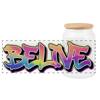 CRÉEZ LE GRAFFITI ARC-EN-CIEL - Boîte à biscuits avec couvercle en bois - blanc - Devant
