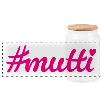 Mommy Mother's Day Mommy # Hashtag Heart Cool Quotes - Panoramic Cookie Jar with Wooden Lid - white - Front