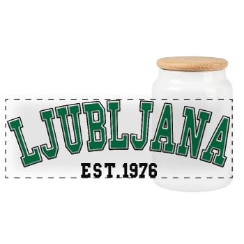 Ljubljana Est. 1976 - Panoramic Cookie Jar with Wooden Lid - white - Front