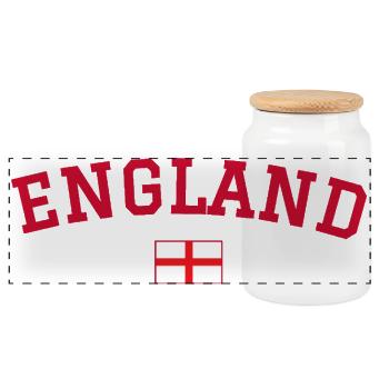 Drapeau anglais : dessin rouge - Boîte à biscuits avec couvercle en bois - blanc - Devant