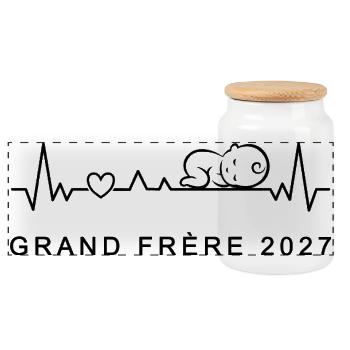 Futur Grand Frère 2027 Annonce Grossesse - Panorama Keksdose mit Holzdeckel - Weiß - Vorne
