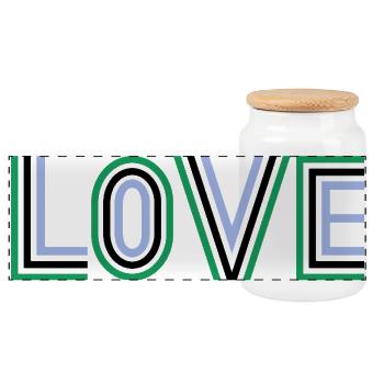 Rétro vert noir bleu score de tennis amour - Boîte à biscuits avec couvercle en bois - blanc - Devant