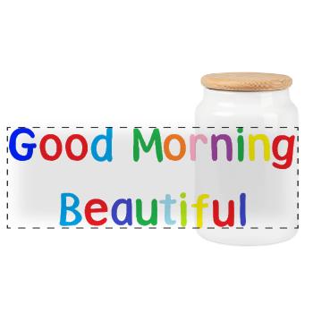 good morning - Panoramic Cookie Jar with Wooden Lid - white - Front