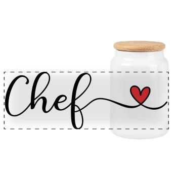 chef - Panoramic Cookie Jar with Wooden Lid - white - Front