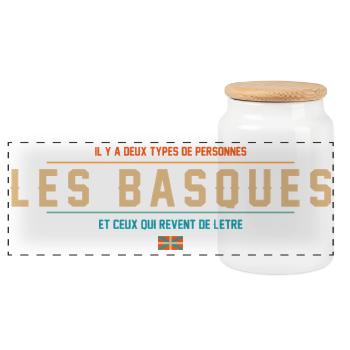 Il Y A Deux Types De Personnes Les Basques Et C... - Boîte à biscuits avec couvercle en bois - blanc - Devant