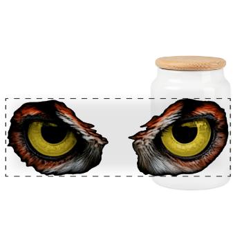 Regard d’hibou – Contraste jaune intense - Boîte à biscuits avec couvercle en bois - blanc - Devant